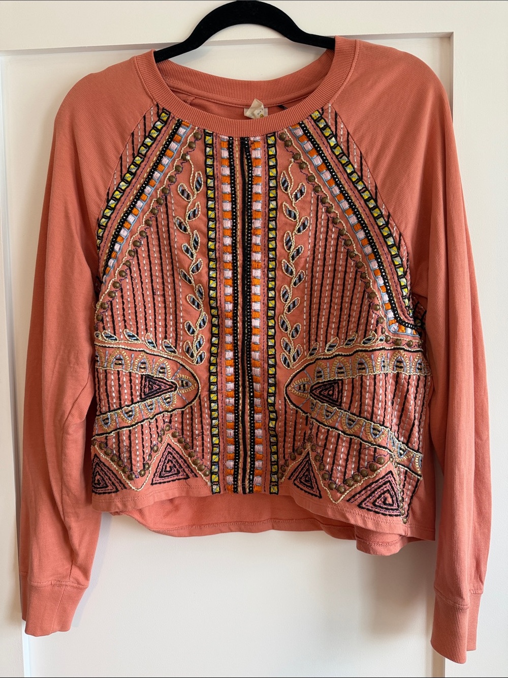 Coral Embellished Long-Sleeve Women's Sweatshirt